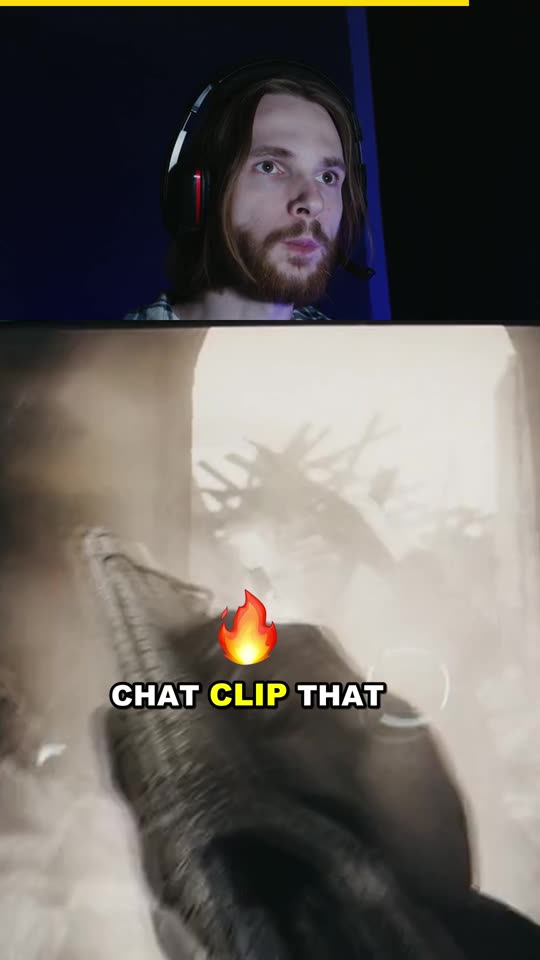 The clip VodMuse made from it: webcam on top, gameplay below, captions